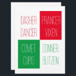 NOMBRES REINDERES Tarjeta plana 6.5x8.75<br><div class="desc">Envíe un saludo o cree una invitación con esta tarjeta plana REINDEER NAMES de 6.5"x8.75". El diseño es el nombre de todos los renos de Santa. Escriba fácilmente un nombre diferente para reemplazar cualquiera de los existentes con "Personalizar esta plantilla". Agregue un mensaje en la parte posterior con Editar diseño...</div>