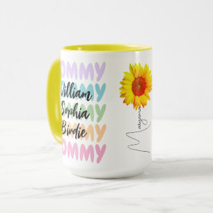 Nombres únicos para niños en una taza para cada ma