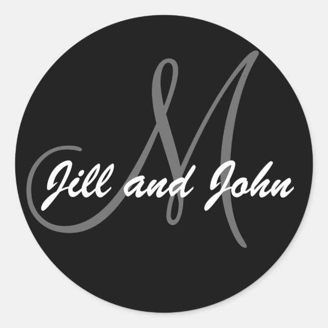 Nombres y negro inicial del pegatina del boda del (Anverso)