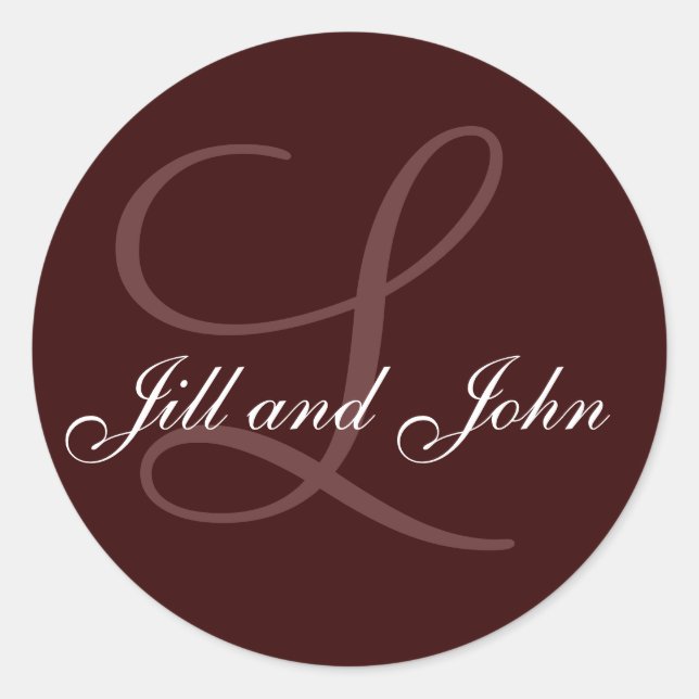 Nombres y Pegatina de monograma inicial Brown (Anverso)