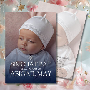 Nomenclatura de bebés Simchat Bat Photo Invitación