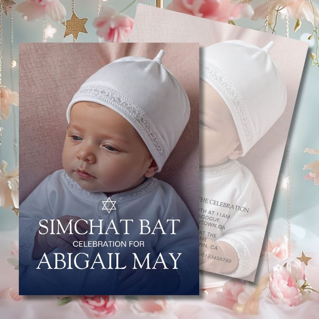 Nomenclatura de bebés Simchat Bat Photo Invitación (Subido por el creador)