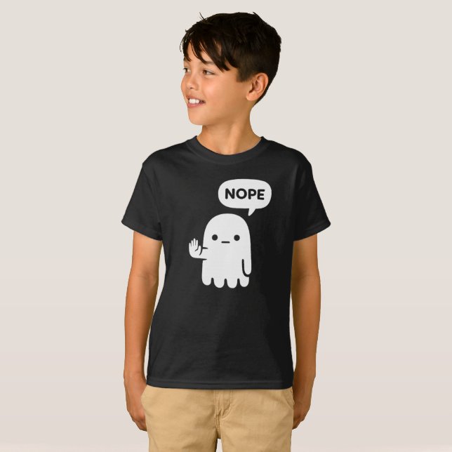 Nope Ghost | Camiseta Divertida Minimalista para N (Anverso completo)