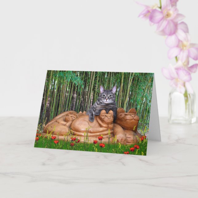 Nora The Piano Cat - Tarjeta plegada en blanco - E (Orquídea)