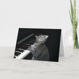 Nora The Piano Cat - Tarjeta plegada en blanco - E