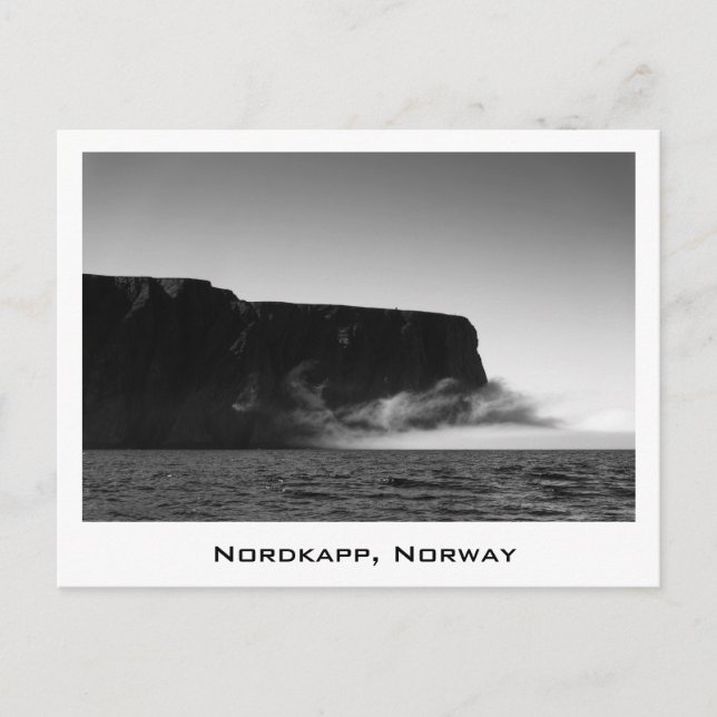 Nordkapp acantilados postal en blanco y negro (Anverso)