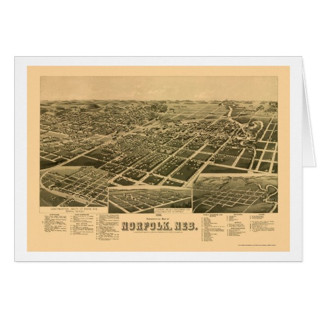 Norfolk, mapa panorámico del NE - 1889 (Anverso (Horizontal))
