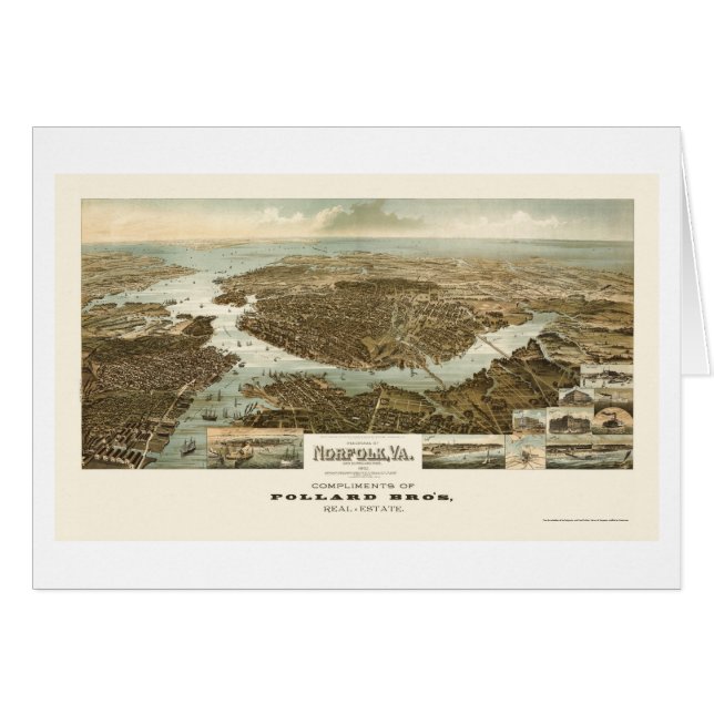 Norfolk, mapa panorámico del VA - 1892 (Anverso (Horizontal))