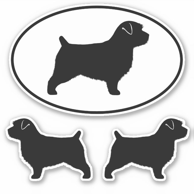 Norfolk Terrier Dog Silhouettes Vinyl Pegatina Set (Anverso)