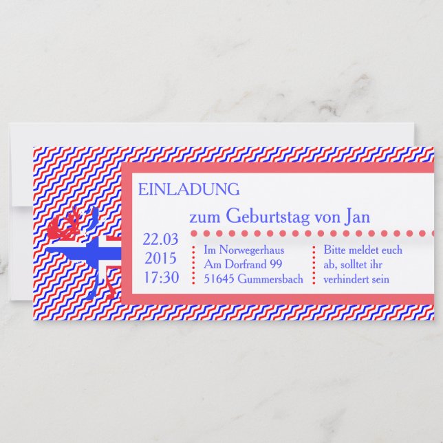 Norge Noruega Invitación (Reverso)
