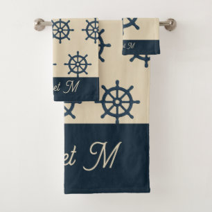 noria de barco azul marino y Monograma Beige hogar