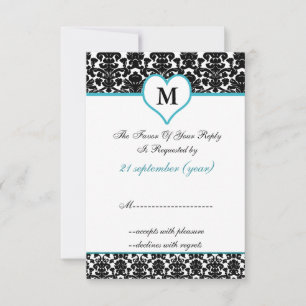 norma monogramo de damasco acuático 3,5 x 5 rsvp