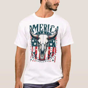 Norteamérica Blanca y Azul con camiseta de cráneo