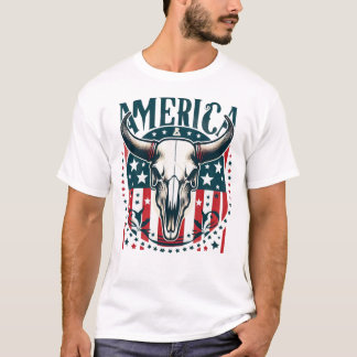 Norteamérica Blanca y Azul con camiseta de cráneo
