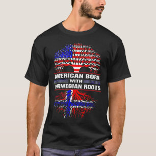 Norteamericano nacido con una camiseta raíz norueg