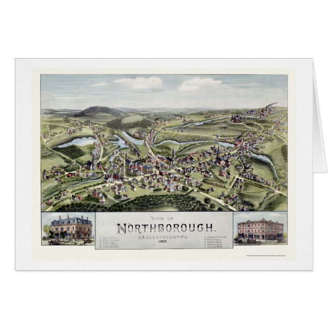 Northborough, mapa panorámico de las MAMÁES - 1887 (Anverso (Horizontal))