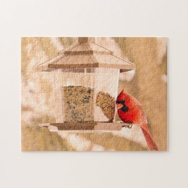 Northern Cardinal and Birdfeeder - Puzzle (Horizontal)