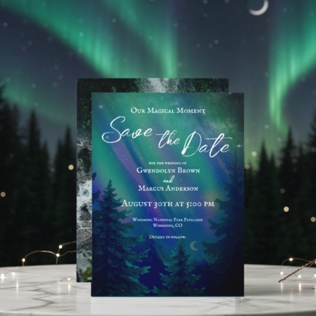 Northern Lights Magical Moment Photo Save the Date (Subido por el creador)