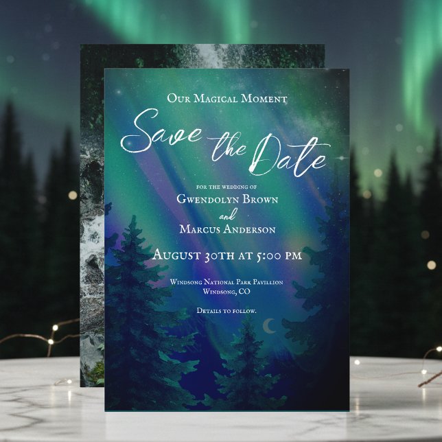 Northern Lights Magical Moment Photo Save the Date (Subido por el creador)