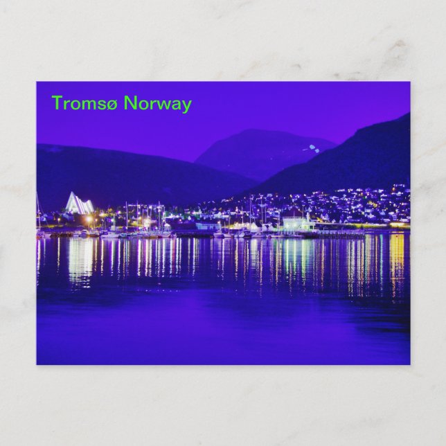 Noruega de Tromsø en la postal nocturna (Anverso)