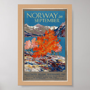 Noruega en septiembre Póster vintage restaurado