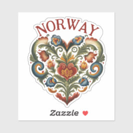 Noruega Rosemaling Folk Art Heart Pegatina