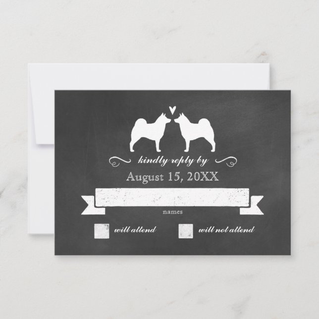 Noruego Elkhound Silhouettes Wedding RSVP (Anverso)