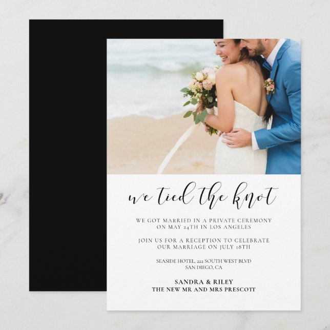 Nos atamos el nudo invitación de boda elegante (Anverso / Reverso)