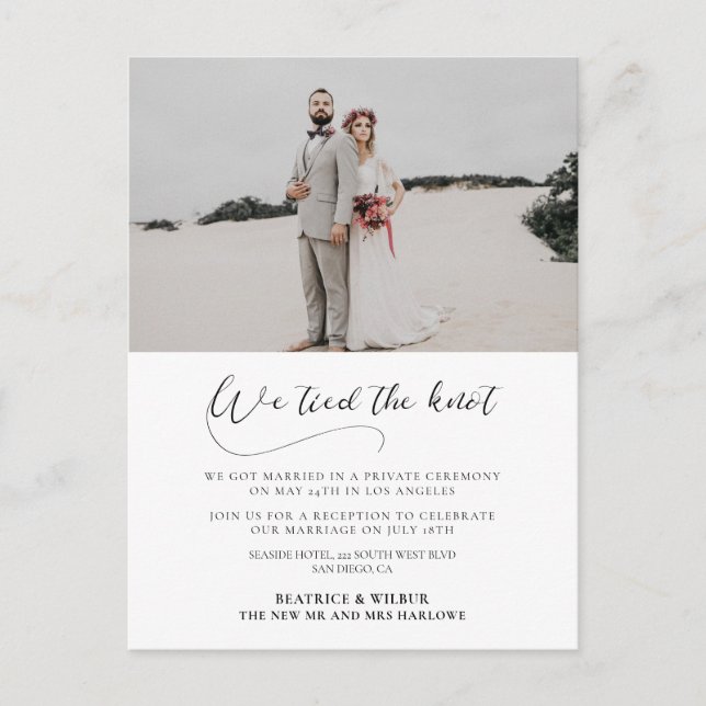 Nos atamos el nudo invitación romántica elegante (Anverso)