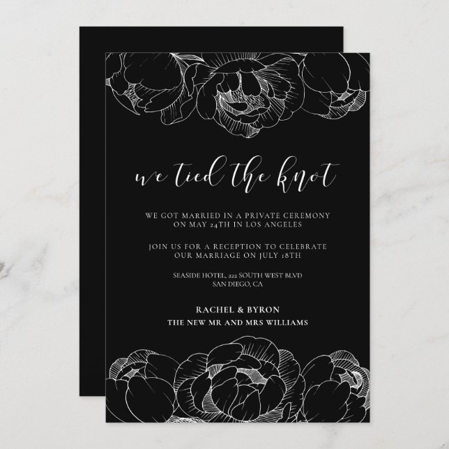 Nos casamos Anuncio de boda de Peonías (Anverso / Reverso)