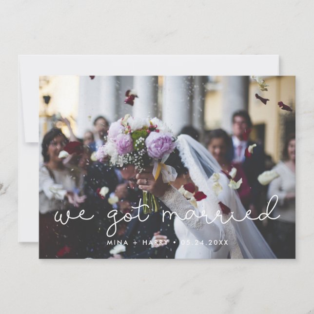 Nos casamos con una tarjeta de foto de boda de esc (Anverso)