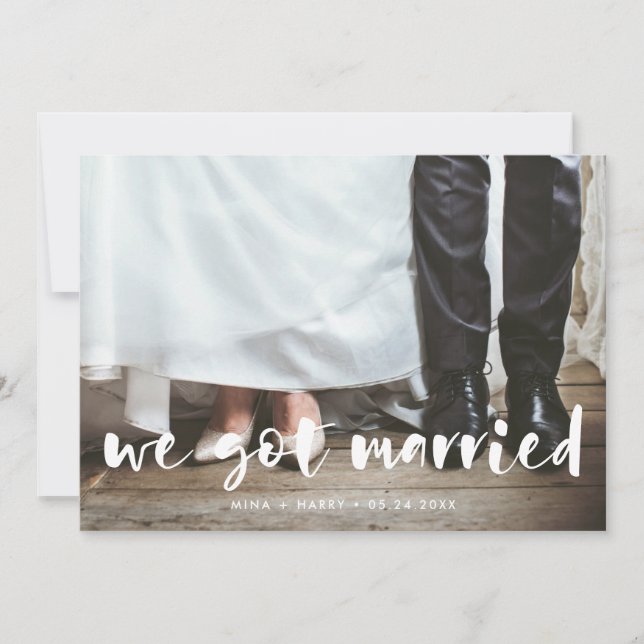 Nos casamos con una tarjeta de foto de escritura m (Anverso)