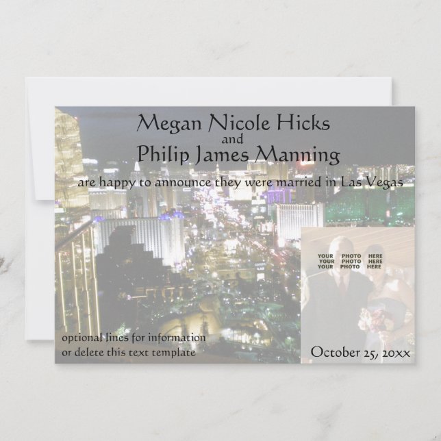 Nos casamos en Las Vegas Nevada Invitación de foto (Anverso)