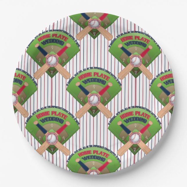 Nos casamos, Home Plate Baseball 4 PLATOS DE PAPEL (Anverso)