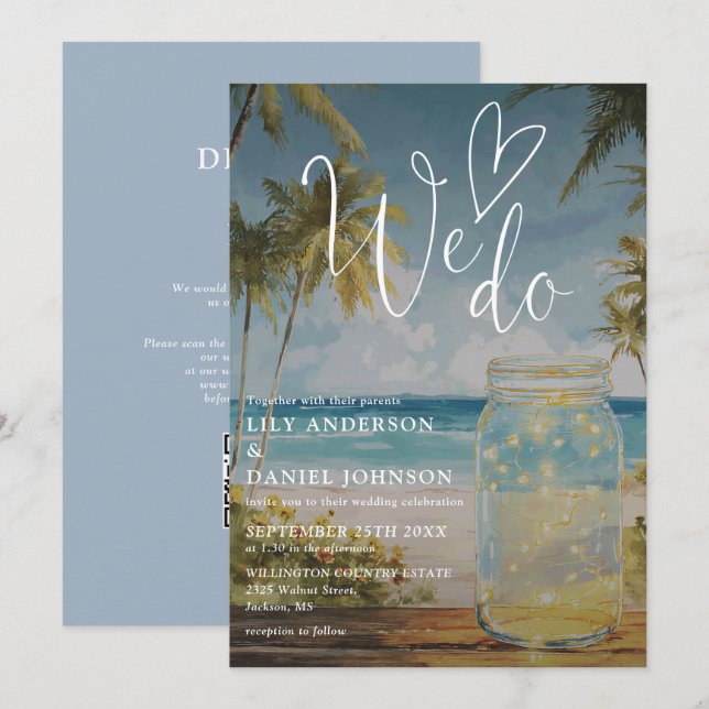 Nos Casamos Invitación de Boda con Código QR en Ta (Anverso / Reverso)