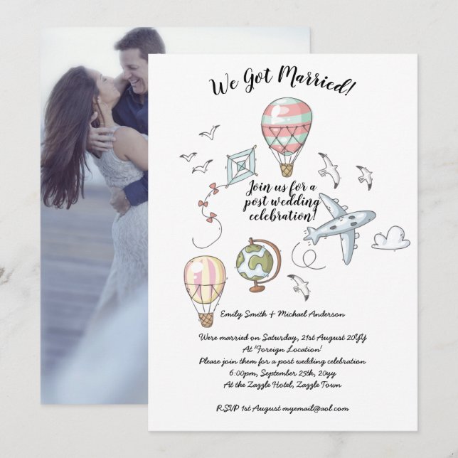 Nos Casamos - Invitaciones de Recepción de Boda co (Anverso / Reverso)