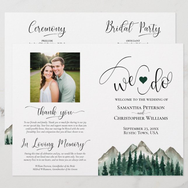 ¡Nos Casamos! Programa de Boda DIY Plegable Montañ (Anverso / Reverso)