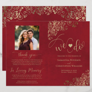 ¡Nos Casamos! Programa de Boda Rojo y Dorado Elega