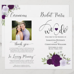 ¡Nos Casamos! Rosas Boho Purpura Programa de Boda