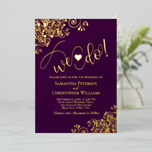 ¡Nos Casamos! Tarjeta de Boda Moderna Ciruela Púrp