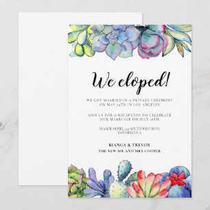¡Nos escapamos! Anuncio de boda de cactus suculent