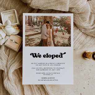 Nos escapamos Anuncio de boda retro con estilo