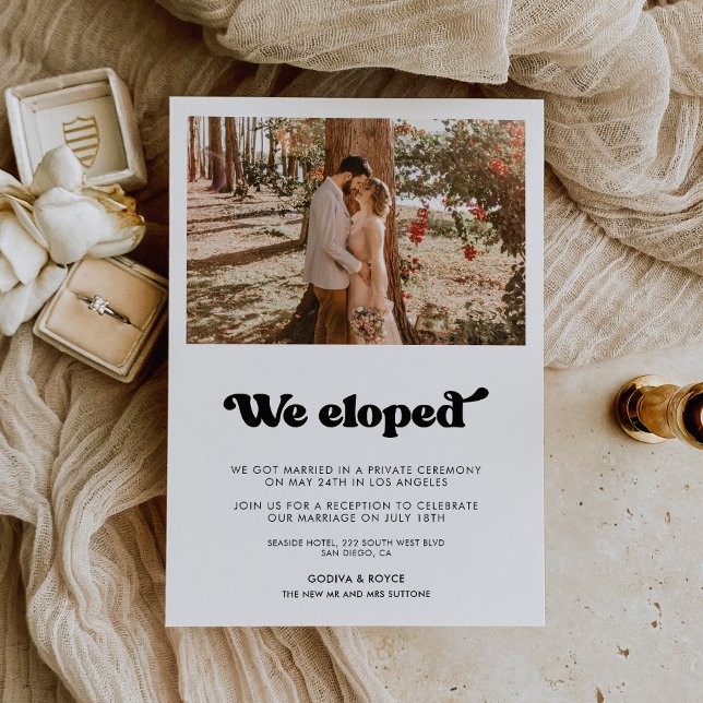 Nos escapamos Anuncio de boda retro con estilo (Subido por el creador)
