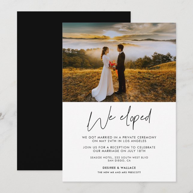 Nos escapamos Anuncio de foto de boda moderna (Anverso / Reverso)