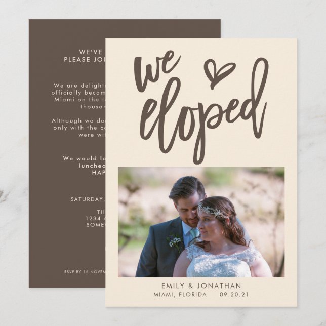 Nos escapamos Anuncio Invitación de Foto Marrón cr (Anverso / Reverso)