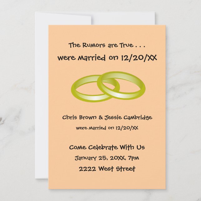 ¡Nos escapamos! invitación de fiesta de post boda (Anverso)