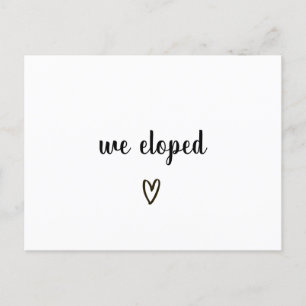 Nos escapamos Tarjeta de Boda Corazón Blanco y Neg