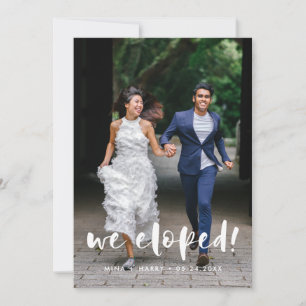 Nos escapamos Tarjeta de foto de boda con guión mo