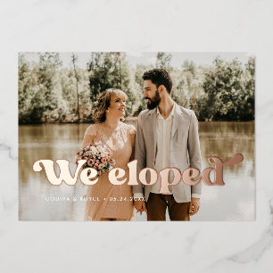 Nos escapamos Tarjeta de foto de boda retro con lá