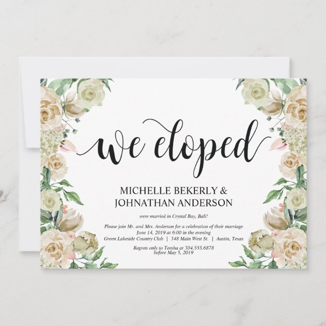 Nos escapamos, Tarjeta de Invitación de Recepción  (Anverso)